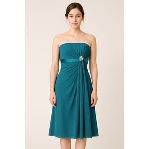 🔥 50% OFF SALE —FINAL PRICE Bridal Teal Strapless Gown Sz 12 NWT Formal Wedding